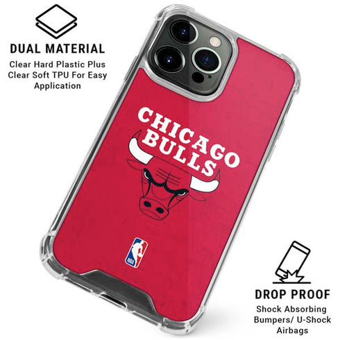 NBA Chicago Bulls Red Distressed iPhone 15 Pro Clear Case